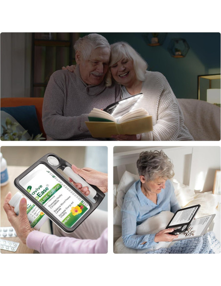 Lupa Recargable JARLINK 5X 10X con Luz LED Ajustable Negra