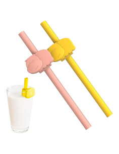 Pajitas de Silicona Reutilizables OTPEIR con Soporte Hipopótamo