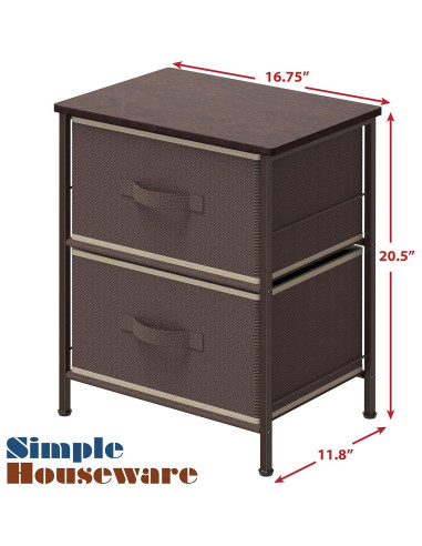 Organizador de dormitorio Simple Houseware 2 cajones marrón