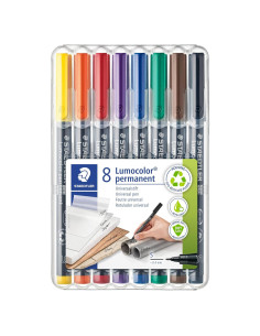 Marcadores Permanentes Staedtler Lumocolor 0.4mm - Caja de 8 Colores