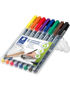 Marcadores Permanentes Staedtler Lumocolor 0.4mm - Caja de 8 Colores 2