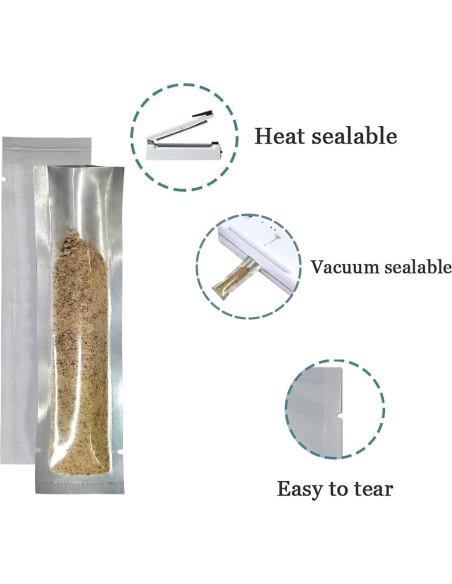 Bolsa de Aluminio Sellable al Vacío PABCK 100 Pcs 3.5x15 cm Bolsa de Aluminio Sellable al Vacío PABCK 100 Pcs 3.5x15 cm