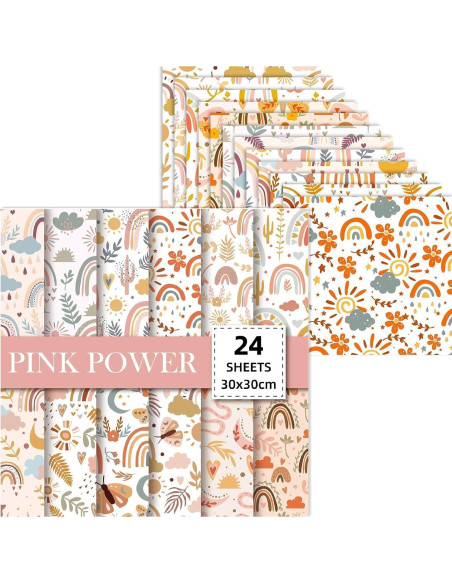 Papel de Scrapbook Boho Vintage iKammo 30x30 cm - 24 Hojas