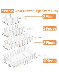 Organizadores de Cajones Transparentes Adoco 7 Pcs Multitamaño 2