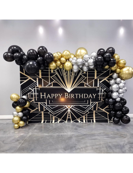 Conjunto de 35 Globos Negros y Dorados 30 cm para Fiesta