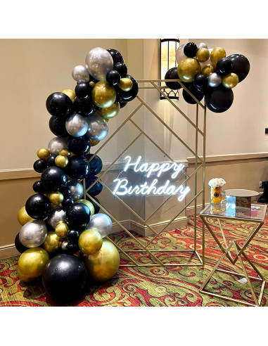 Conjunto de 35 Globos Negros y Dorados 30 cm para Fiesta