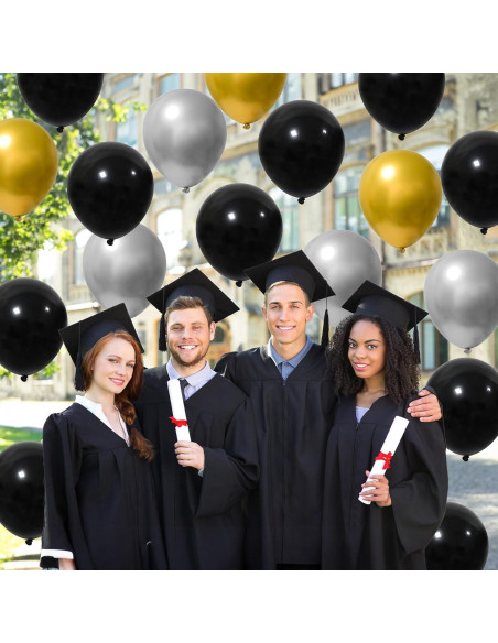 Conjunto de 35 Globos Negros y Dorados 30 cm para Fiesta