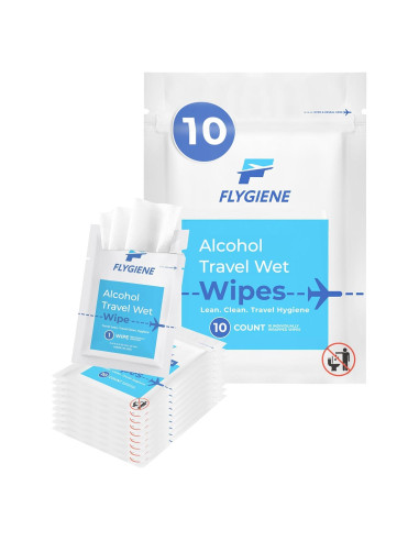 Toallitas Húmedas de Viaje Flygiene - 70% Alcohol, 10 Unidades