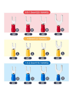 Kit de Terminales de Horquilla Aislados CHANZON 200pcs M4 M5 M6 M8 2