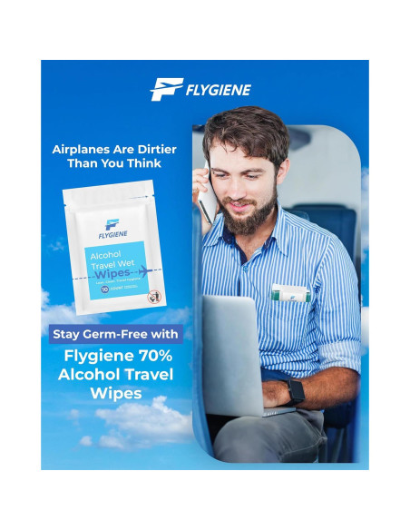 Toallitas Húmedas de Viaje Flygiene - 70% Alcohol, 10 Unidades Toallitas Húmedas de Viaje Flygiene - 70% Alcohol, 10 Unidades