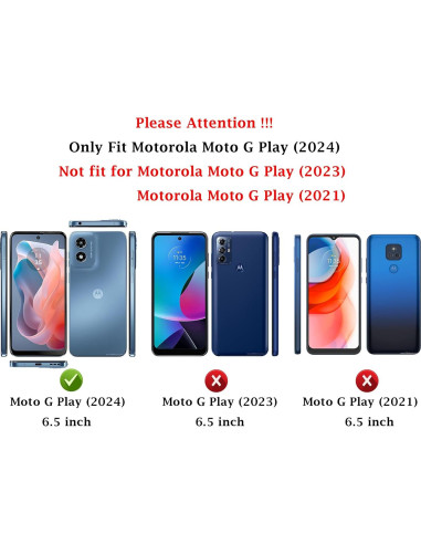 Funda Protectora PUSHIMEI para Motorola Moto G Play 2024 - Grado Militar, Negro