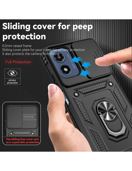 Funda Protectora PUSHIMEI para Motorola Moto G Play 2024 - Grado Militar, Negro