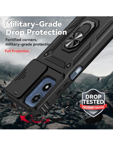 Funda Protectora PUSHIMEI para Motorola Moto G Play 2024 - Grado Militar, Negro