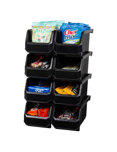 Cajas de Almacenamiento Apilables READYSPACE, 8 Unidades, Negro