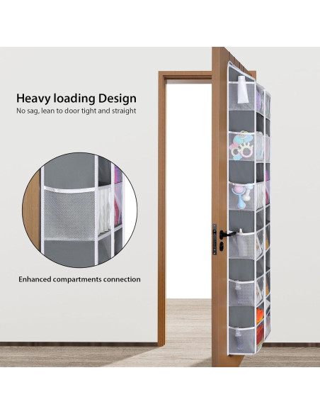 Organizador sobre la puerta Univivi 6 niveles 12 compartimentos gris