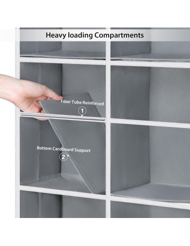 Organizador sobre la puerta Univivi 6 niveles 12 compartimentos gris