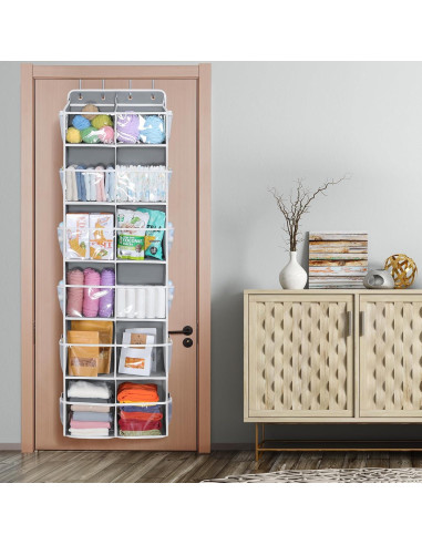 Organizador sobre la puerta Univivi 6 niveles 12 compartimentos gris