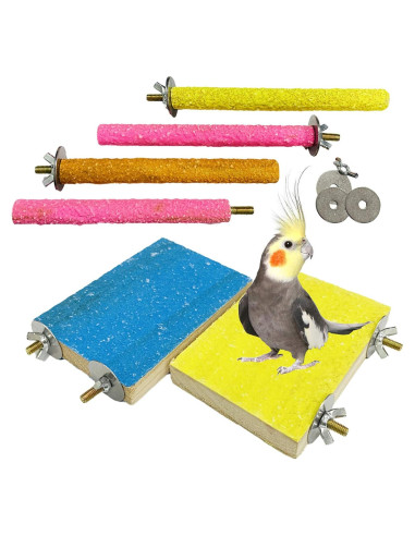 Hamiledyi Juguete de Percha para Aves 6 Piezas Madera Natural