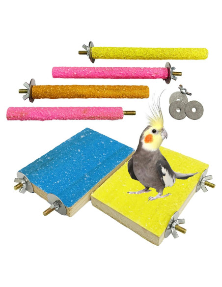 Hamiledyi Juguete de Percha para Aves 6 Piezas Madera Natural