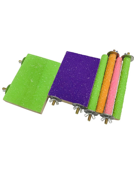 Hamiledyi Juguete de Percha para Aves 6 Piezas Madera Natural