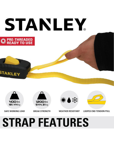 Correas de Amarre STANLEY S2001 1" x 3.05m 400kg Carga 2 Piezas
