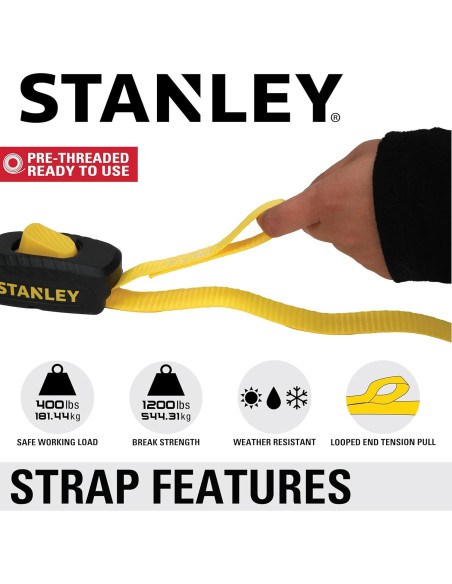 Correas de Amarre STANLEY S2001 1" x 3.05m 400kg Carga 2 Piezas