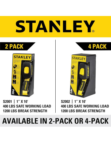 Correas de Amarre STANLEY S2001 1" x 3.05m 400kg Carga 2 Piezas