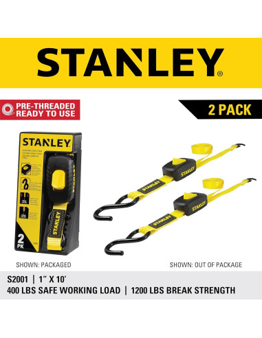 Correas de Amarre STANLEY S2001 1" x 3.05m 400kg Carga 2 Piezas