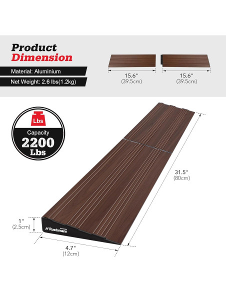 Rampa de Umbral Ruedamann 2.54 cm Antideslizante Aluminio