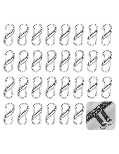 30 Clips de Cremallera Antirrobo Jeqqinuz Plata Doble Apertura