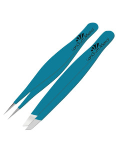 Pinzas Profesionales para Cejas LahGum Metal 2 Piezas Acero Inoxidable