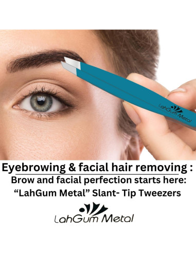 Pinzas Profesionales para Cejas LahGum Metal 2 Piezas Acero Inoxidable