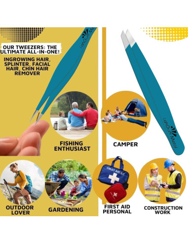 Pinzas Profesionales para Cejas LahGum Metal 2 Piezas Acero Inoxidable