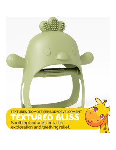 Mordedor Chupete Verde Muqee Peeko 100% Silicona Bebé 6-12 Meses 2