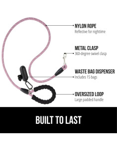 Correa para Perros Gorilla Grip 6ft Rosa Reflectante Resistente 2
