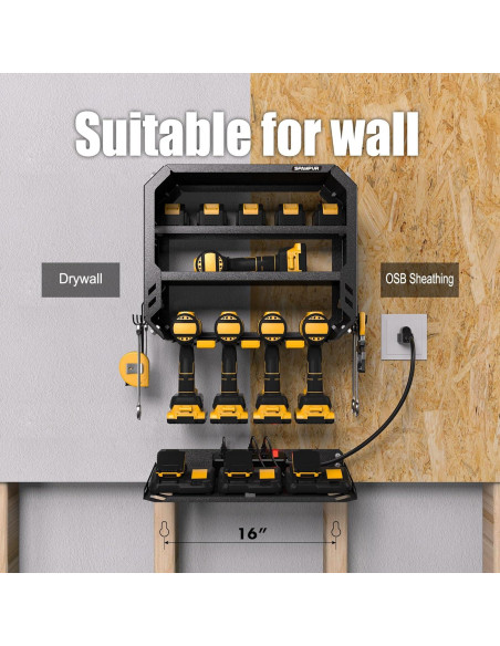 Organizador de Herramientas de Pared Spampur con Estación de Carga Organizador de Herramientas de Pared Spampur con Estación de Carga