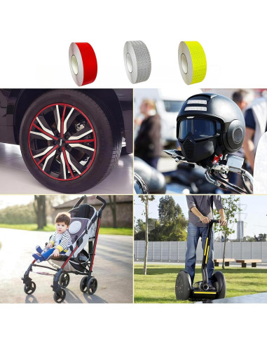 3 Rollos de Cinta Reflectante WENFUMUSIC 2.54cm x 9m Alta Visibilidad