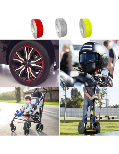 3 Rollos de Cinta Reflectante WENFUMUSIC 2.54cm x 9m Alta Visibilidad