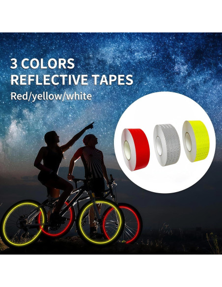 3 Rollos de Cinta Reflectante WENFUMUSIC 2.54cm x 9m Alta Visibilidad
