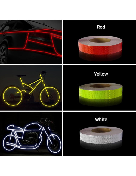 3 Rollos de Cinta Reflectante WENFUMUSIC 2.54cm x 9m Alta Visibilidad