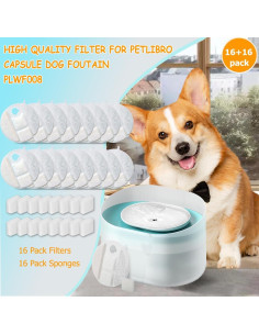 16 Filtros de Reemplazo OUPUSES para Fuente de Agua Perros 2