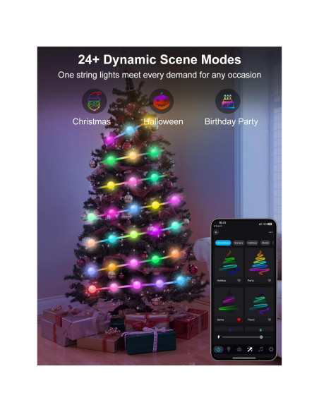 Luces de Cuerda Inteligentes Echosari 10M RGB Control App