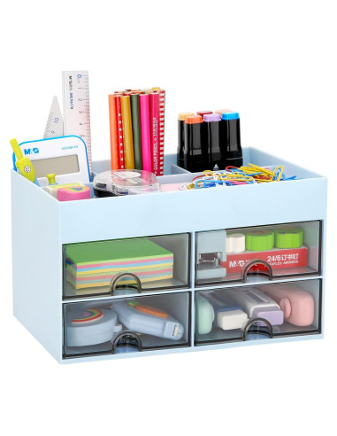 Organizador de Escritorio LETURE Azul con Cajones y Compartimentos