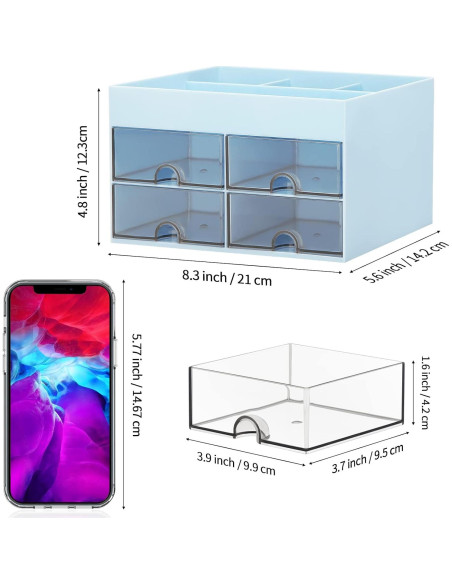 Organizador de Escritorio LETURE Azul con Cajones y Compartimentos