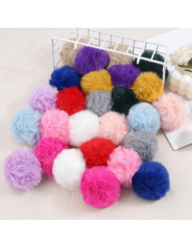 26 Pompones de Piel Sintética BBGifts 8.1 cm para Manualidades