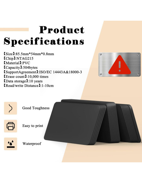 10 Tarjetas NFC Programables K LAKEY 504 Bytes PVC Imprimibles