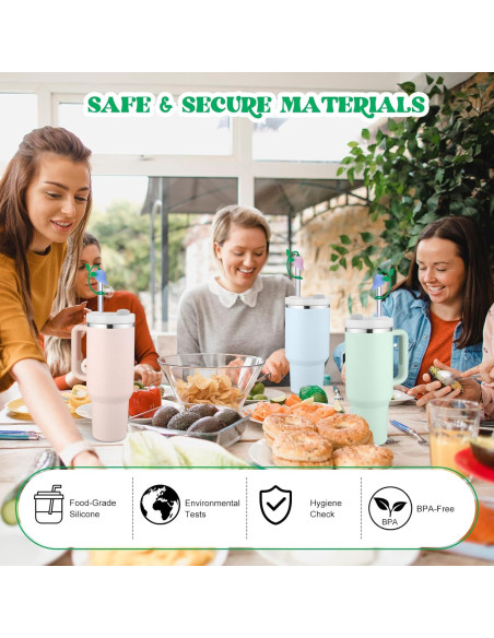 Tapa de Silicona Rosa para Pajitas Stanley 20-40 oz - 2 Pcs