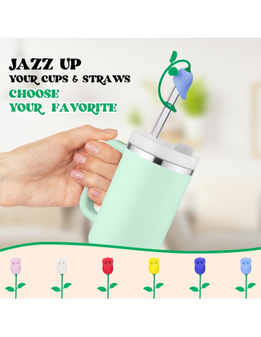 Tapa de Silicona Rosa para Pajitas Stanley 20-40 oz - 2 Pcs