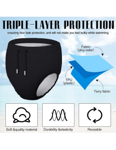 2 Pañales de Natación Reutilizables Glitopper para Adultos S 2