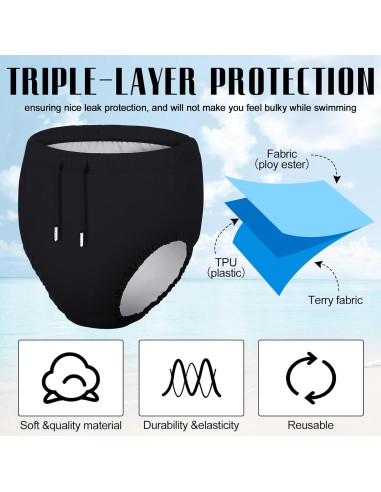 2 Pañales de Natación Reutilizables Glitopper para Adultos S